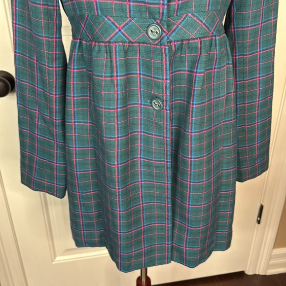 SUSINA Teal/Pink Plaid Womens Lightweight Lined Flannel Peacoat Jacket Sz L - Picture 3 of 11